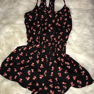 Black flowery imprinted romper